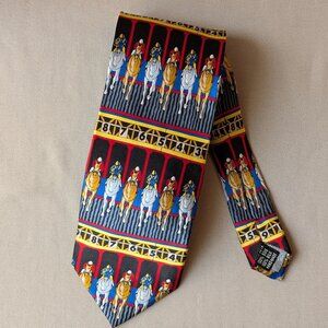 The Tie Studio London 100% Silk Tie Horse Racing Print Equestrian Hand Made